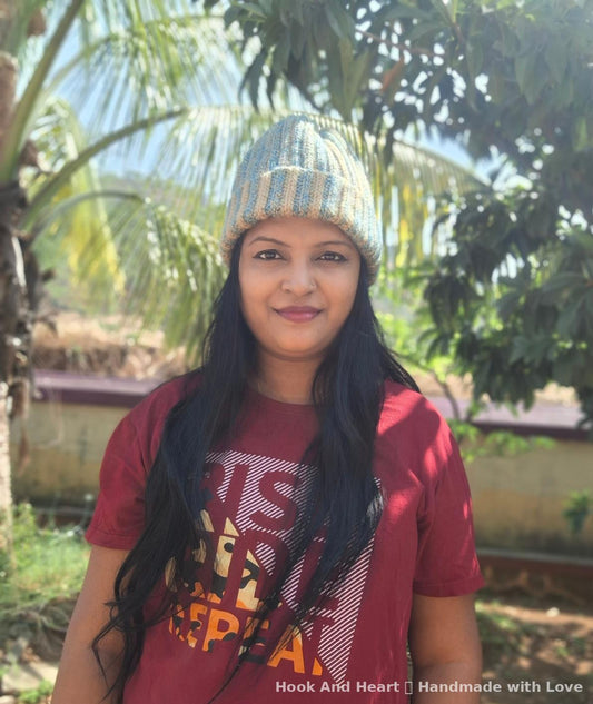 Sage Sky Beanie – Ribbed Crochet Warmth