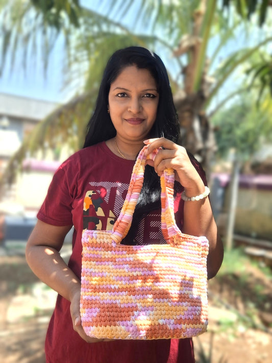 Sunset Sorbet Tote – Large Multicolor Crochet Bag