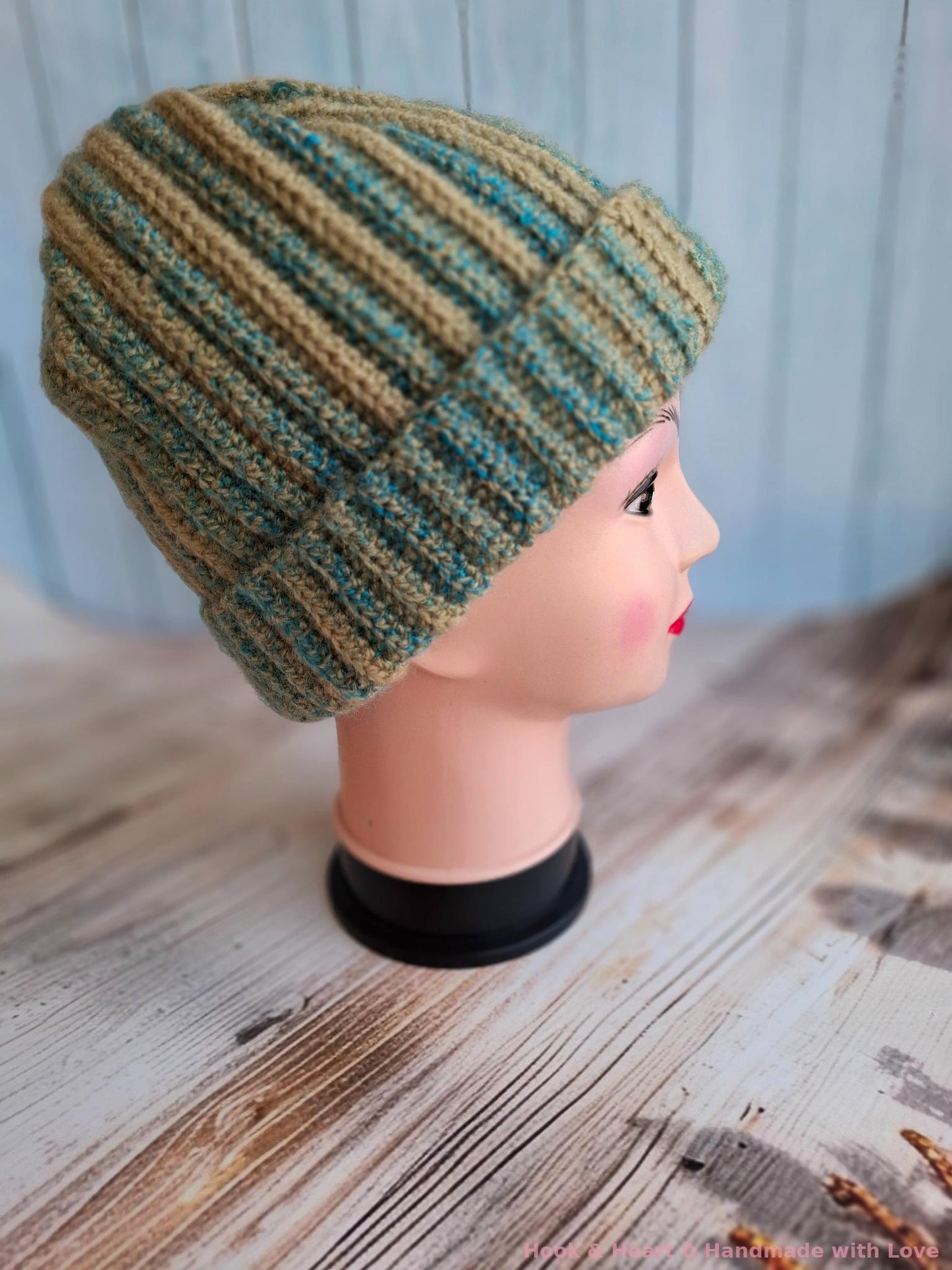 Sage Sky Beanie – Ribbed Crochet Warmth
