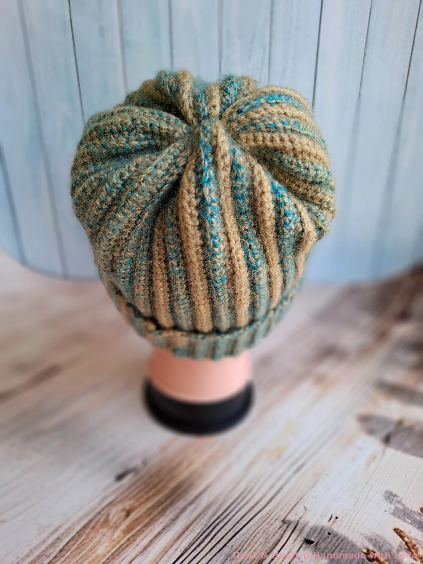 Sage Sky Beanie – Ribbed Crochet Warmth