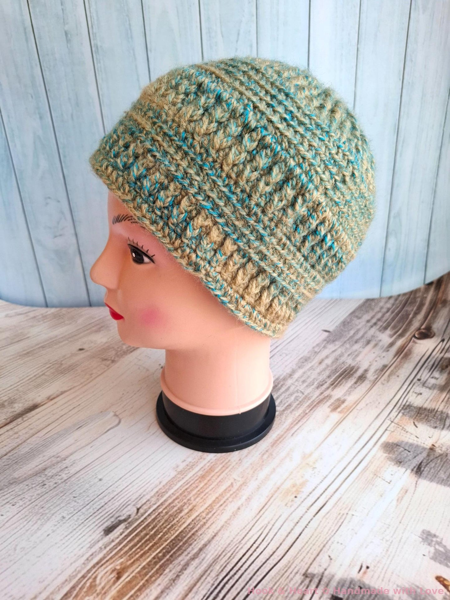 Olive Twist Crochet Beanie