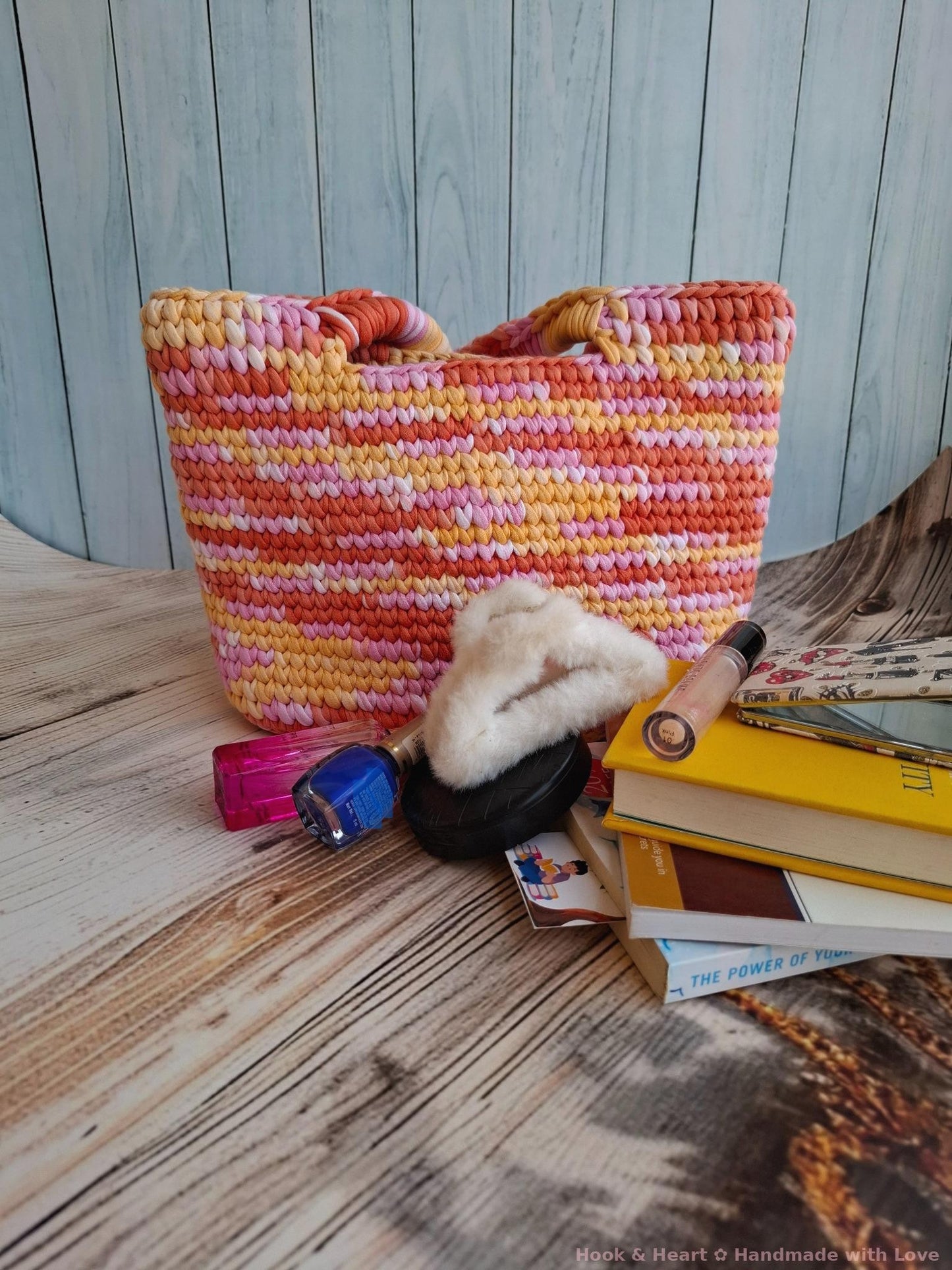 Sunset Sorbet Tote β Large Multicolor Crochet Bag