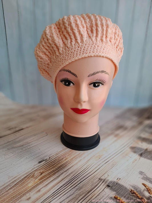 Peach Blush Beret – Soft Crochet Charm