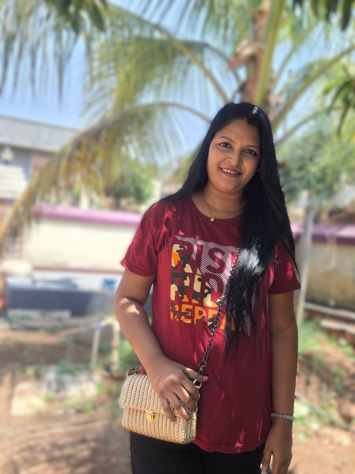 Sandy Chic Sling – Crochet Crossbody with Black Chain