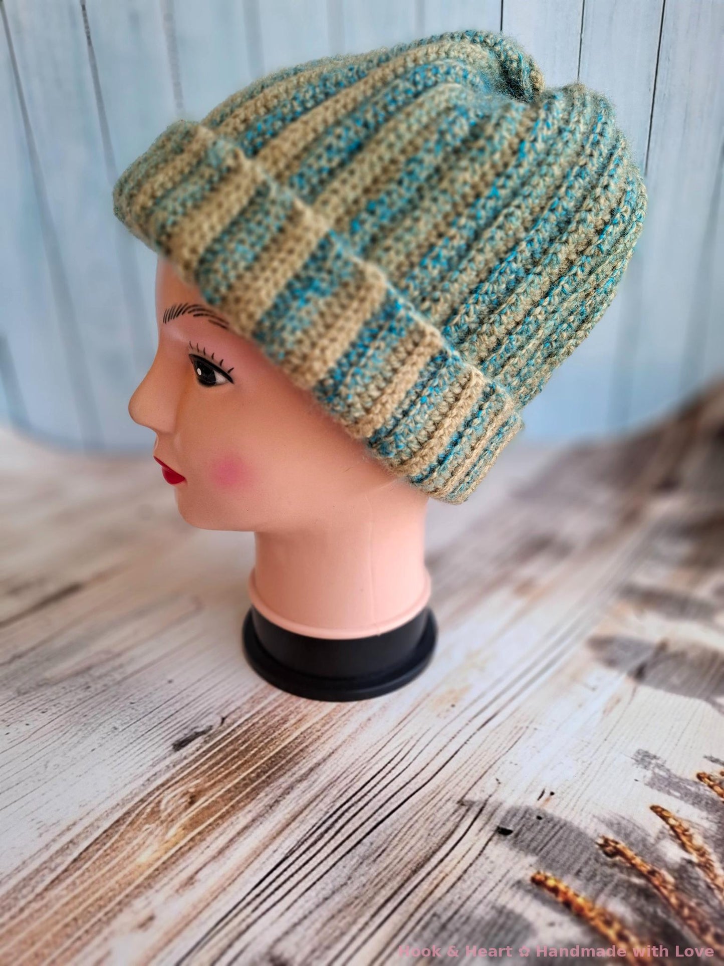 Sage Sky Beanie – Ribbed Crochet Warmth