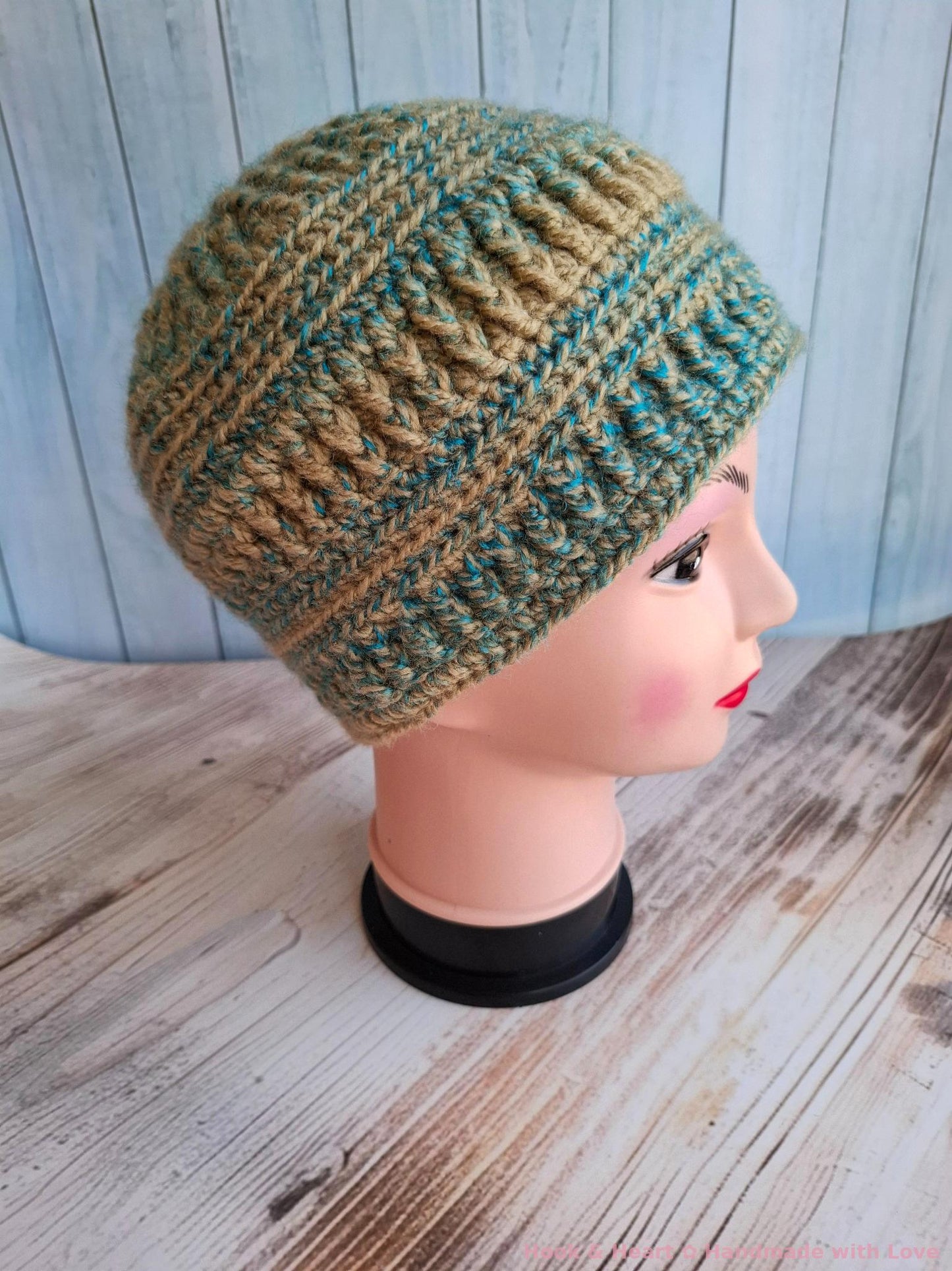Olive Twist Crochet Beanie