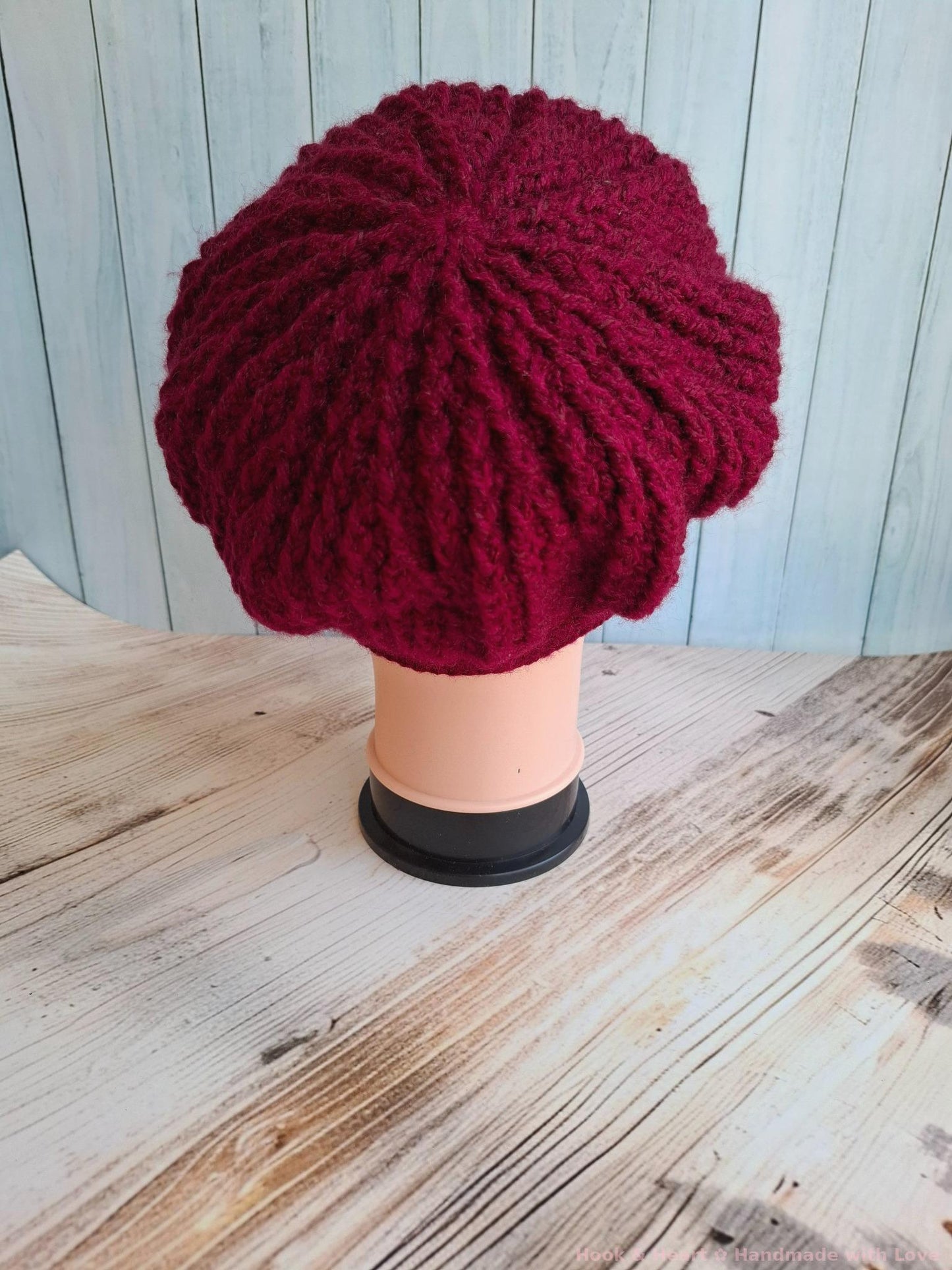 Crimson Chic Beret – Crochet Elegance in Wine Red